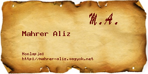 Mahrer Aliz névjegykártya
